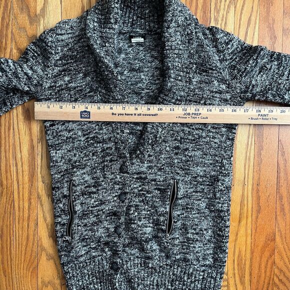 J Crew Cardigan S Black Gray Heathered Merino Wool Blend Button Zip Pockets - Picture 6 of 8